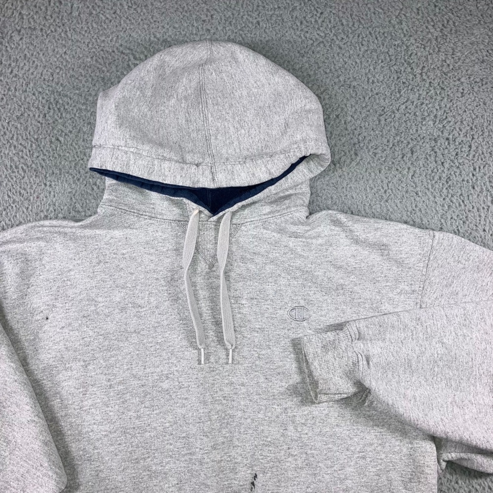 VTG Champion Hoodie Men L‎ Pullover Embroidered Logo Grunge Skater Hip Hop Gorp